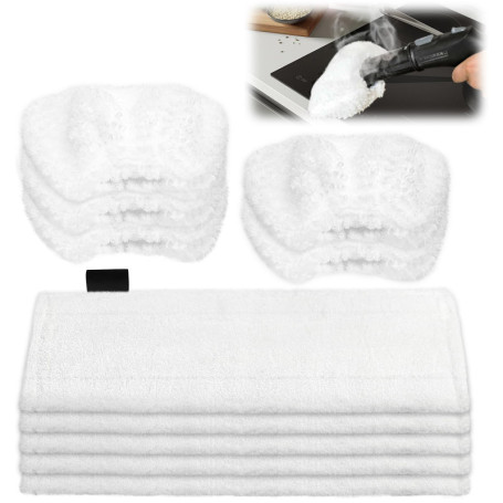 TOSAVGA 10 Bonnettes Microfibre Lingettes pour Karcher Vapeur, 5 Chiffons pour le sol+5 Housses pour la Buse Manuelle pour Netto