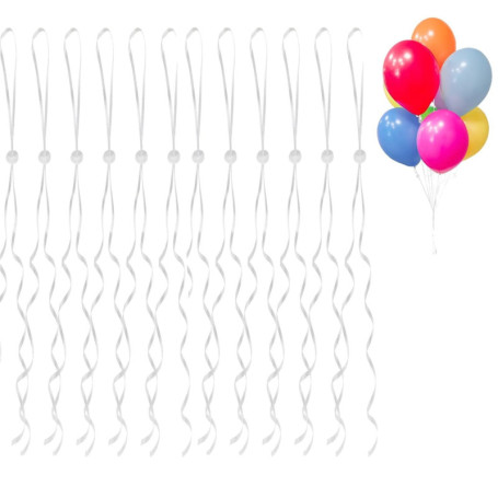 Fermetures de Ballons, 100 Pièces Rubans Avec Fermeture Instantanée en Plastique pour Anniversaire, Mariage, Hélium et Air - Bla