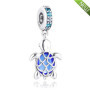 As shown in figure 2022 été Bleu en Verre de Murano Tortue de mer balancent Perle 925 Argent Bricolage Convient pour Original Pa