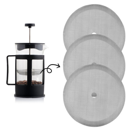 EASYKEENECOM Lot de 3 filtres de rechange pour cafetière à piston - 350 ml - En acier inoxydable - Pour cafetière à piston à pis