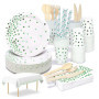 Komicea Vaisselle Jetable Anniversaire Vert, 161 PCS Assiette Jetable Anniversaire, Party Vaisselle Kit Assiette Gobelet et Serv