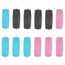 Lot de 12 Rouleaux de Remplacement, Pieds Remplacement Rouleaux Têtes Recharges, 3 Types de Rugosité, Pierre Ponce pour Pedicure