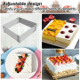 DURANTEY Cadre Patisserie en Acier Inoxydable 15 à 28 cm Réglable Moule Gateau Carré Extensible Moule Carré Patisserie Antirouil