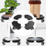 Fousenuk Porte Plante a Roulettes Réglable 40-58.5cm, Support de Pot de Fleur Rond Capacité Charge 250 kg, Plateau Roulant Noir 