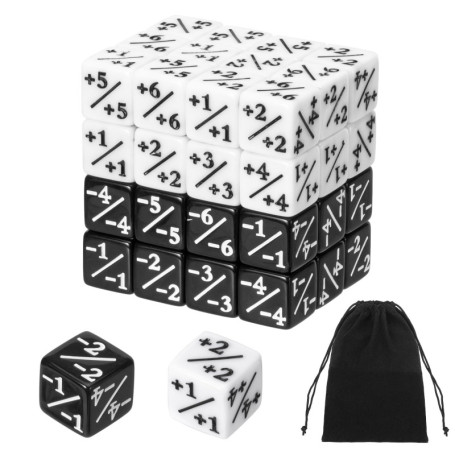 MumdoYAL 48 PCS Compteurs de Dés(Noir+Blanc), Dés de Jeton Dés de Fidélité Dés D6 Cube, Compatible avec MTG, CCG, Accessoire de 