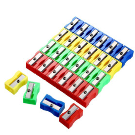 Simple Trou Taille-Crayon,50 PCS Taille-Crayon Plastique Taille Crayon Métal Taille-Crayon Rectangulaire Aille-Crayons Manuel en
