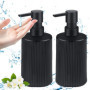 2 pezzi Distributeur Savon Flacon Distributeurs de Savon Plastique Noir Mat Distributeur de Savon pour Salle de Bain et Cuisine 