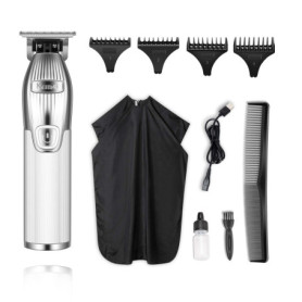 Kemei Tondeuse à Cheveux Hommes 0 mm, Tondeuse à Barbe Professionnelle en T Sans Fil - Kit de Toilettage Rechargeable, Idéal Com