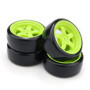 Pxyelec Lot de 4 jantes vertes de 12 mm et pneus lisses pour voiture RC 1/10