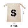 Lot de 2 porte-monnaie, porte-monnaie avec signe dollar, porte-monnaie, porte-monnaie en toile, sac de banque, costume de voleur