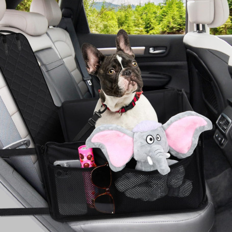Mozvvco Siège Auto pour Chien, Panier Voiture Avec Côtés Robustes et Ceinture de Sécurité, Pour Petite et Moyenne Taille, Imperm