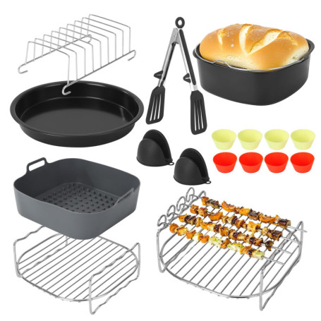Accessoires air fryer, 20 pièces accessoires de friteuse à air carrés pour Philips Airfryer XL 6,2L XXL 7,2L, Ninja 5,8 L/6,2 L,