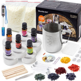 Shuttle Art DIY Kit de Fabrication de Bougies, Kit Bougie avec Cire de Soja, Cadeau DIY Coffret Bougies à Faire Soi Même avec Po