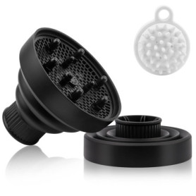 Diffuseur Seche Cheveux Diffuseur Boucle Pliable Embout Seche Cheveux Boucle avec Brosse Massage Cuir Chevelu Pour Buse D = 1,57