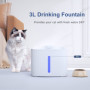 SINZUX Fontaine à Eau pour Chat Chien 3L, Distributeur Eau pour Chat Silencieux avec LED Fenêtre de Niveau d'eau, 3 Filtre à Cha