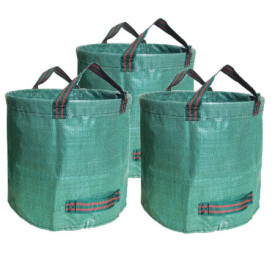 AUNEOS Sacs de Déchets Jardin Résistants en PP Robuste Sacs Poubelle de Jardin - Lot de 3 x 500L - Vert - 3 Unités