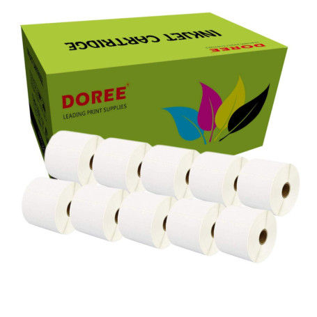 Doree Lot de 10 rouleaux d'étiquettes thermiques directes Blanc 102 x 152 mm pour impression thermique Zebra GK420D, GX420D, GK4