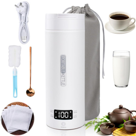 TAVADA Mini Bouilloire Portable Electrique de Voyage 500ml,Bouilloire Electrique Portable,Tasse de Chauffage Rapide,Inoxydable 3