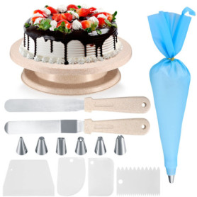 Outils de Plateau Tournant pour Gâteaux, Kits de Fournitures Support Assiettes de Décoration de Gâteaux, avec Grattoirs à Gâteau