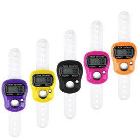 Gvolatee Pack de 5 Compteurs de Doigts, Compteur de Doigts Clicker Compteur de Lignes Mini Compteur de Mains, Affichage LCD à 5 