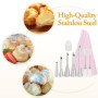 5 Douilles Pâtisserie Petit Choux et 3 Poches à Douille en Silicone Réutilisable, Douilles Professionnelles en Acier Inoxydable 