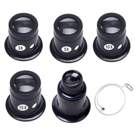 Btzthm 5 Pièces Loupes d'Horloger de Différentes Forces, Montre Horloge Réparation Loupe Kits, Ensemble de Loupes d'Horloger, 3X