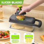 Coupe Legumes Multifonctions,16 En 1 Coupe Legumes Manuel,Decoupe Legumes avec 8 Lames Réglable,Coupe Legume pour Oignons Tomate