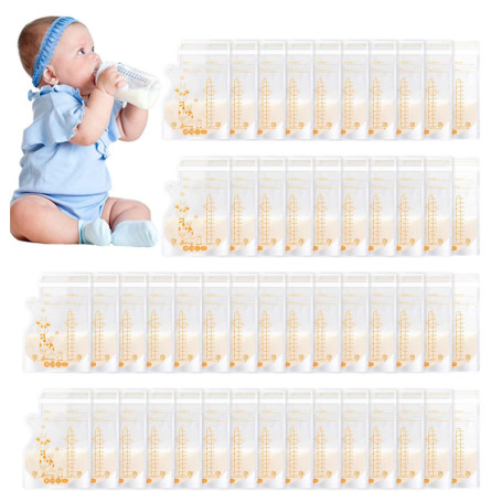 Vinabo Sachet Conservation Lait Maternelle, 50 PCS Sac Congelation Lait Maternel, 250ml Conservation Lait Maternel Pré-stérilisé