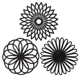 Lot de 3 Dessous de Plat en Silicone Multi-usages en Forme de Fleurs Isolées Souples et Durables Antidérapants, Dessous de Plat,