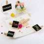 RHQFDM Mini Tableau Noir en Bois Set 50 Pièces Tableau d'affichage en Bois Avec Pince Mini Tableau Noir Rectangulaire Pour les é