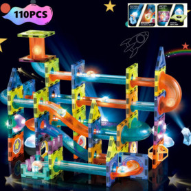 BINZKBB Blocs de Construction Magnétiques Enfants Jouet - 110 pièces 3D Jeux de Construction Éducatifs Aimanté Lumineux - Cadeau