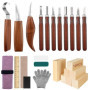 YUTUY Outil de Ciseaux à Bois Kit,29Pièces DIY Outils de Sculpture,Couteau Sculpture Bois,Kit Sculpture Bois,Avec gants anti-cou