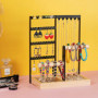 YUTUY Porte Bijoux Présentoir à Bijoux en Metal et Bois Durable,Porte-Bijoux avec Plateau et Crochets,porte collier,Rangement Bi
