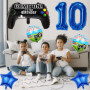 Liitata Jeu vidéo 10e anniversaire décoration garçon gamer anniversaire fête numéro 10 ballons aluminium bleu grande manette de 