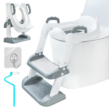 UCAMP Reducteur Toilette Enfant,Réducteur WC avec Marches,Rehausseur Toilette Enfant avec PU-Coussin,Siège de Toilette Enfant Ré