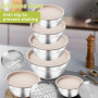YlYADl Ensemble de Bols Mélangeurs,6 Bols en Acier Inox avec Couvercles,Silicone Bols à Mélangeren,Bols Saladier en Acier Inoxyd