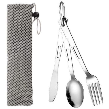 Lot de 3 couverts de table,Couverts en Acier Inoxydable,avec Couteau, Cuillère,Fourchette,couvert camping,boite a couvert transp