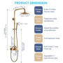 AIMOYO Colonne de Douche Laiton Antique Ensemble de Douche Monocommande, Système de Douche Rétro Doré, Mitigeur Douche Colonne H