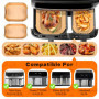 HOMIKLSA 200 Feuilles Papier Cuisson pour Friteuse Sans Huil Double Panier 5.5L-8.3L, Compatible Modèles 3000/5.2L/3.1L/3.5L, An