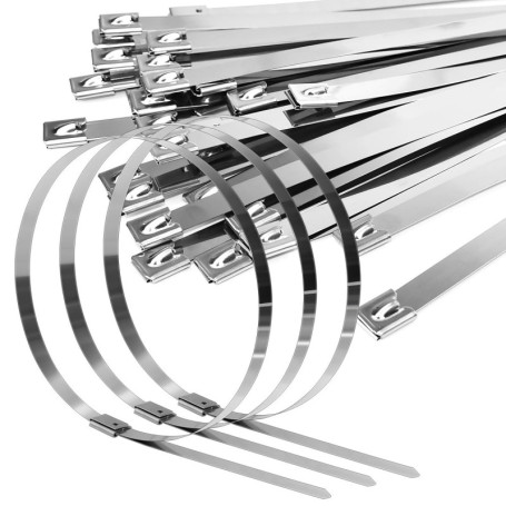 HWSWSH 30 Pcs Attache de Câble en Acier Inoxydable 50 * 1cm, Collier de Serrage inox Robuste, Serre Câble Métallique Zip Ties Me