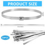 HWSWSH 30 Pcs Attache de Câble en Acier Inoxydable 50 * 1cm, Collier de Serrage inox Robuste, Serre Câble Métallique Zip Ties Me