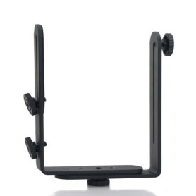 Support Flash Double Forme L - Accessoire D'appareil Photo Plaque Sabot Speedlite Métal Pour Appareil Reflex Numérique Microphon