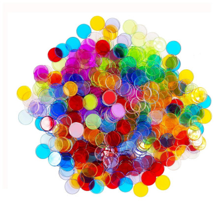 Eowppue Jetons Loto Pack Méga de 500 jetons Multicolores, Durable et de Haute Transparence, Parfait pour le Bingo, l'éducation à