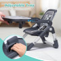 Chaise Haute BeBe Rehausseur Chaise Enfant Pliable Chaise Bebe Table Siège Rehausseur de Voyage avec Réglable en Hauteur et Harn