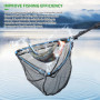 BNGXR Épuisette Pêche Pliable, Caoutchouc Filet Téléscopique Landing Net Antirouille Alliage D'aluminium Nylon Filet de Pêche 95
