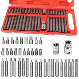 40 Pièces Hexagonal Douille Torx Kit, Professionnel Douille Torx Male avec Coffret, D'entraînement Adaptateur 3/8 1/2 Pouces, po