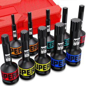 KIRXST Jeu de Dent Multiple à Choc 1/2", Lot de 10 Douilles à Impact XZN, XZN à Choc M5-M18, Cr-Mo, pour Clé à Chocs Pneumatique