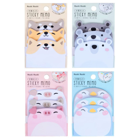 4 Blocs Notes Autocollantes Feuilles Notes Adhésives en Forme Animaux Ensemble de Notes Autocollantes Sticky Notes pour Bureau (