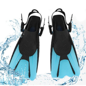 mizikuu Palmes de plongée courtes réglables avec poche à bandoulière, palmes de plongée pour enfants, taille 39-43 adultes, palm