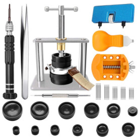 GLDCAPA Kit Changement Pile Montre, Presse de Boîtier Montre, Kit Outil Montre, Tournevis Reparation Horloger, Outil pour Ouvre 